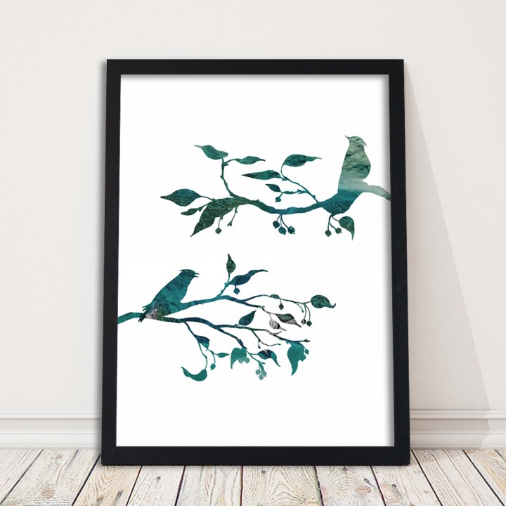 Ptaki na gałęziach - plakat