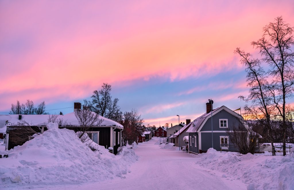 Kiruna Laponia, Szwecja zorza polarna