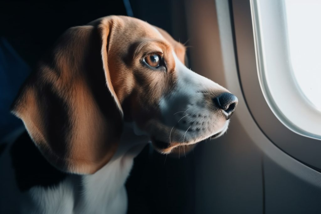 pies na pokładzie samolotu