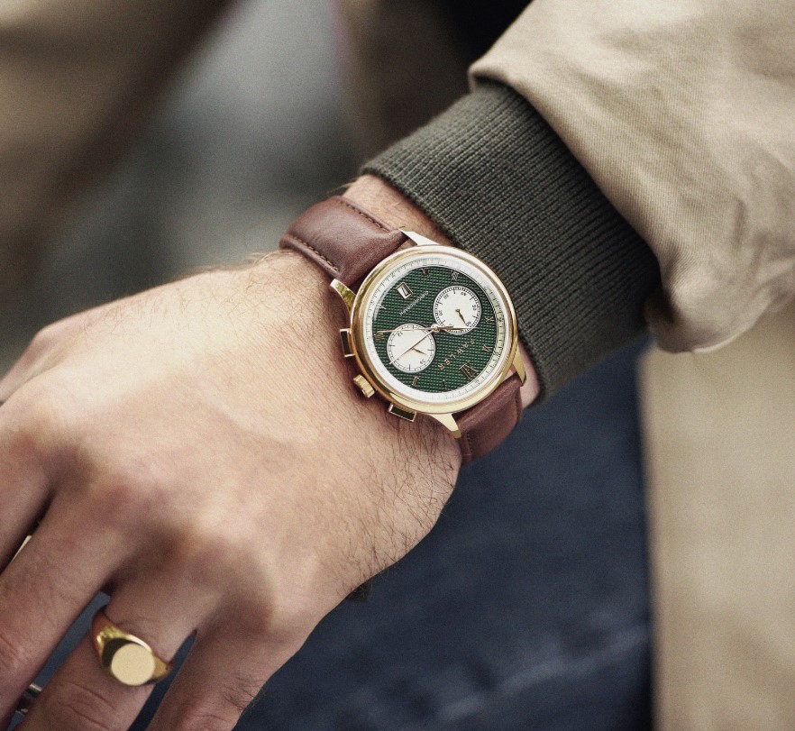 Cicero - zielony-zegarek vintage z chronografem