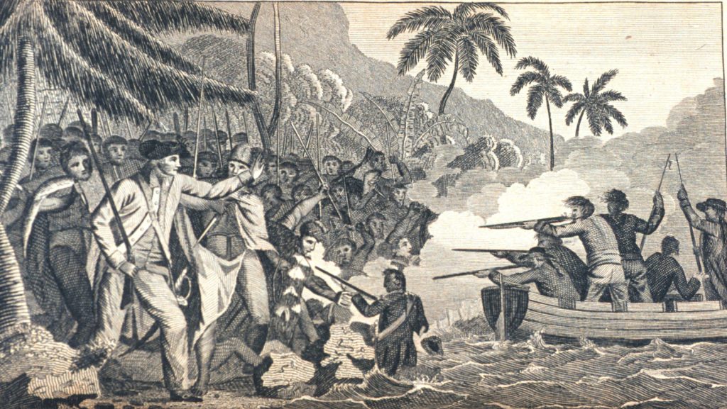 Śmierć kapitana Cooka, rycina z 1790 roku