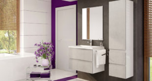 Nowoczesna łazienka w bieli i fiolecie