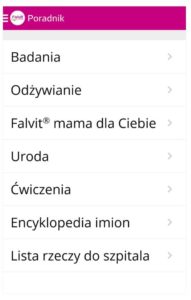 Aplikacja Falvit: Będę mamą