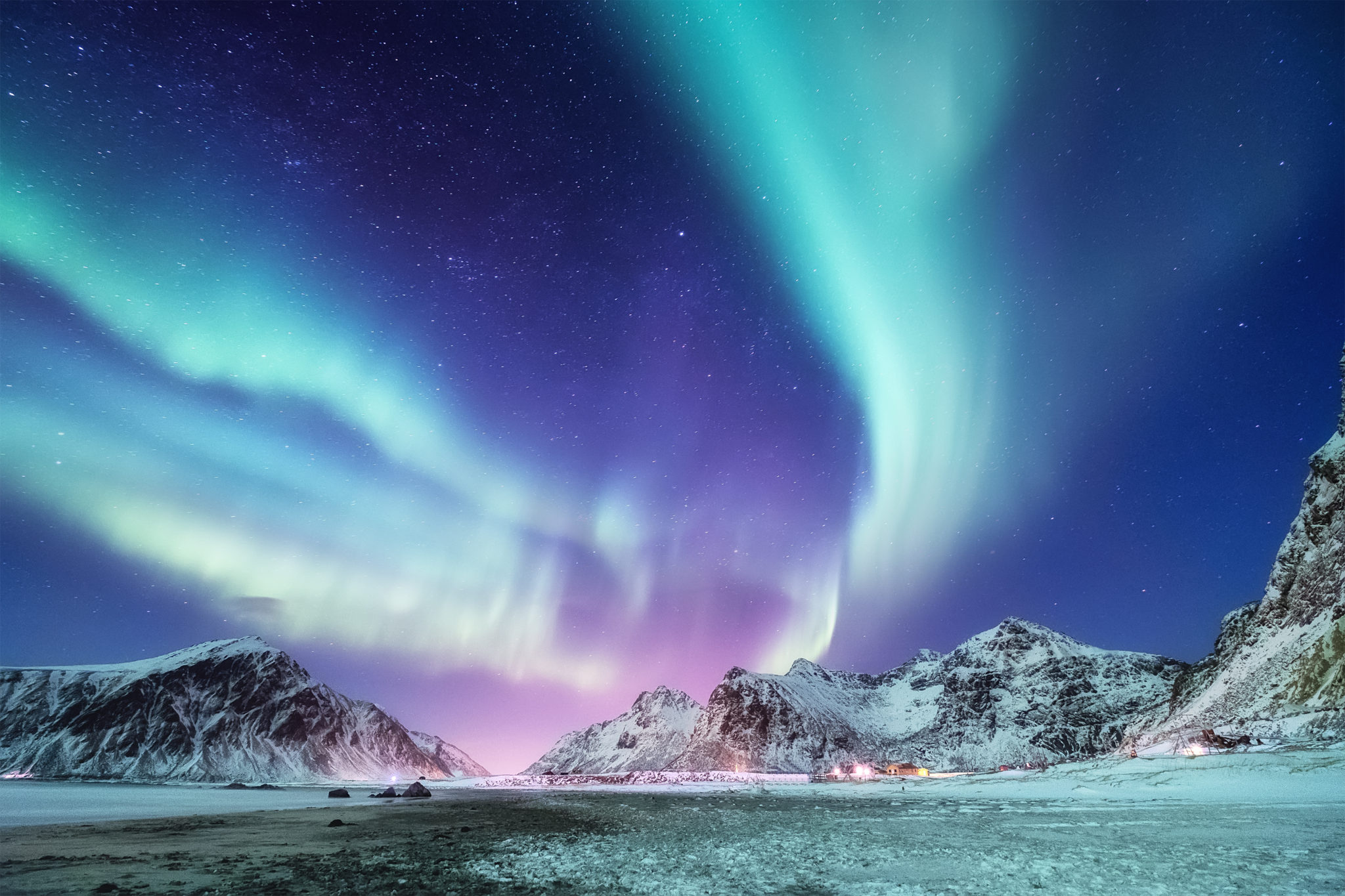 Aurora borealis zorza polarna w Norwegii